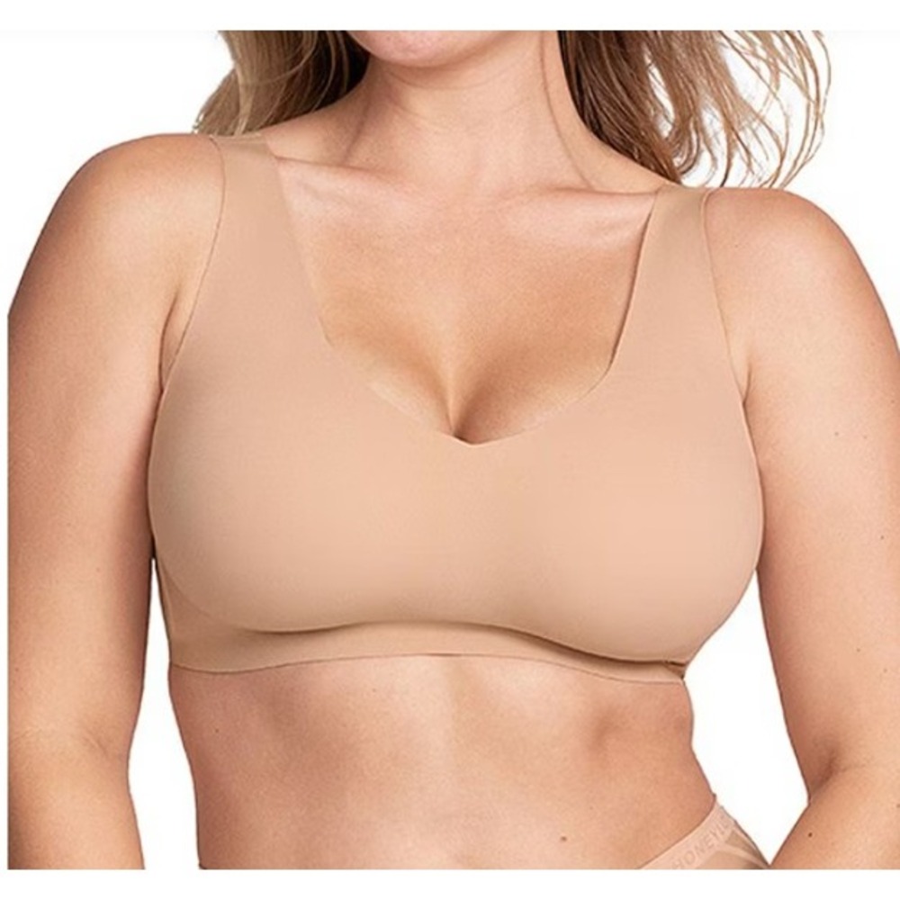 Honeylove V Neck Wireless Bra 2X Sand Shapewear Smoothing Pullover Bralette